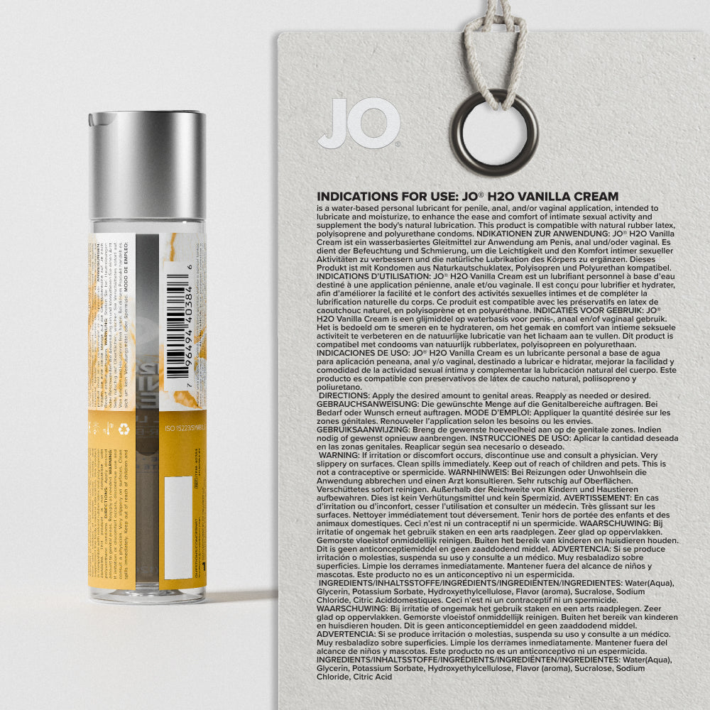 JO Vanilla Cream 4 oz - Back of pack