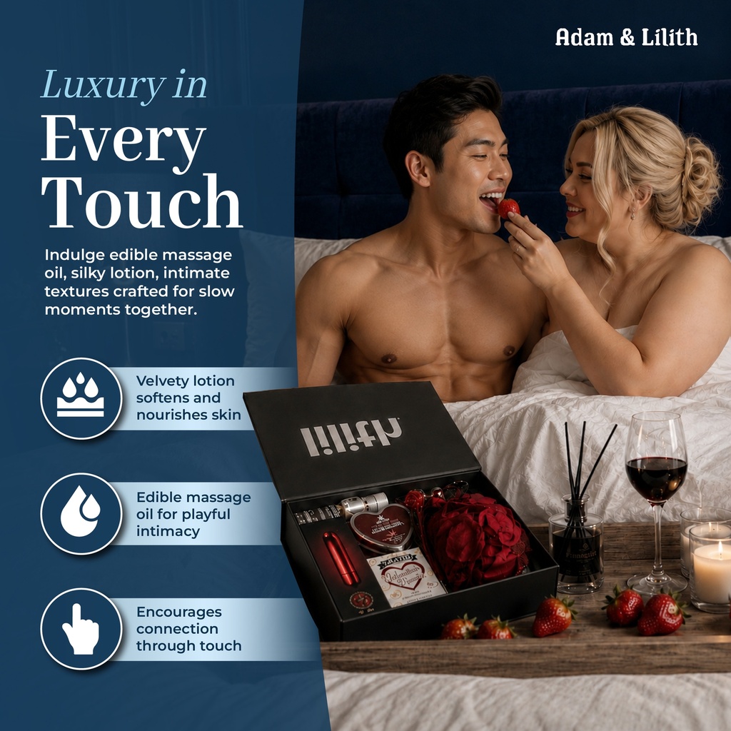 Straight Box – Romantic Couples Gift Set with Red Hot Spark Vibrator, Edible Massage Candle, Lubricant & Toy Cleaner – Luxury Sensual Kit for Couples