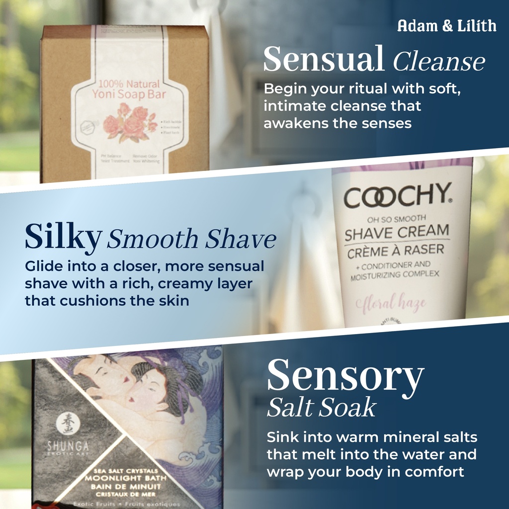 Lilith’s Bath Ritual Box – Vibrating Teaser, Bath Salts, Bomb, Shave Cream, Clitoral Serum & Massage Candle – Luxury Sensual Self-Care Spa Kit