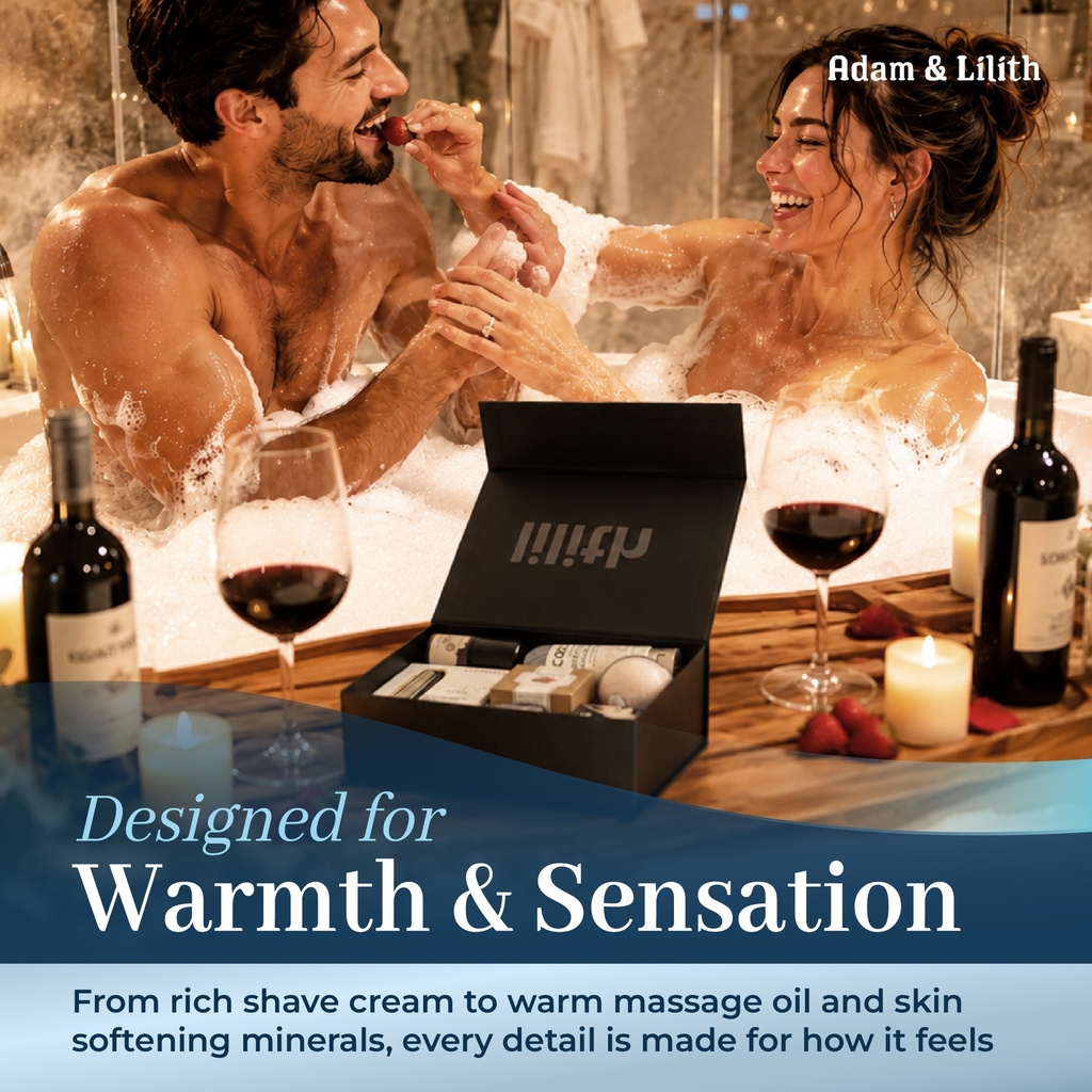 Lilith’s Bath Ritual Box – Vibrating Teaser, Bath Salts, Bomb, Shave Cream, Clitoral Serum & Massage Candle – Luxury Sensual Self-Care Spa Kit