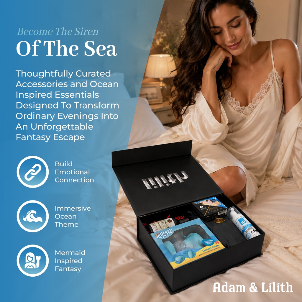 Mermaid “Siren’s Call” Box – Luxury Ocean-Themed Intimacy Kit with Unihorn C-Horse Vibrator, Mermaid Lingerie, Natural Oceanics Lube & Bath Crystals – Fantasy Roleplay Pleasure Set