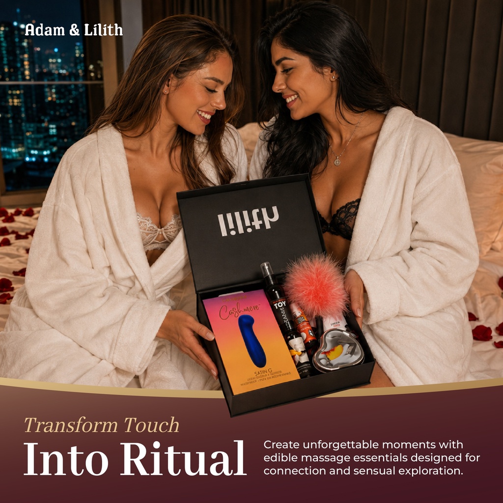 Lesbian Pleasure Box – Luxury G-Spot Vibrator, Edible Massage Essentials, Tickler, Nipple Nibbler & Lube – Women’s Sensual Wellness Gift Set