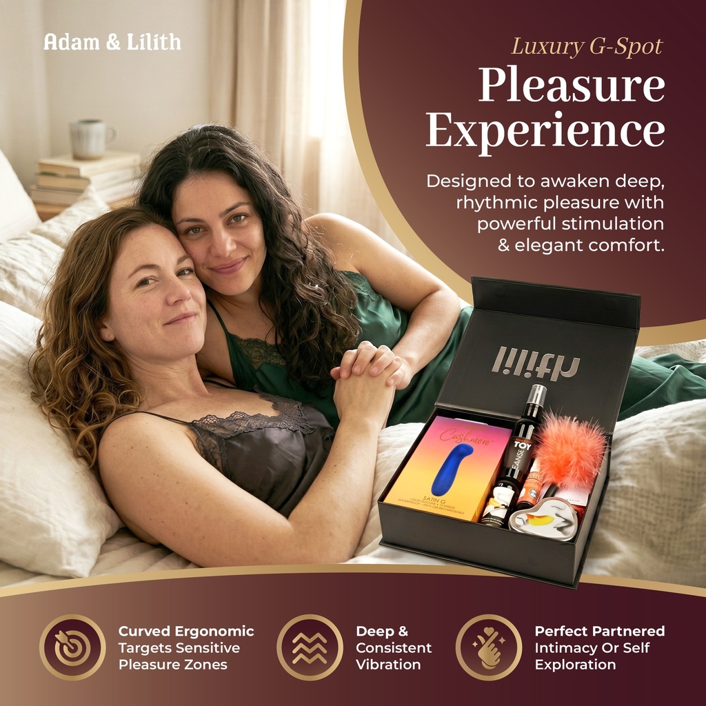 Lesbian Pleasure Box – Luxury G-Spot Vibrator, Edible Massage Essentials, Tickler, Nipple Nibbler & Lube – Women’s Sensual Wellness Gift Set