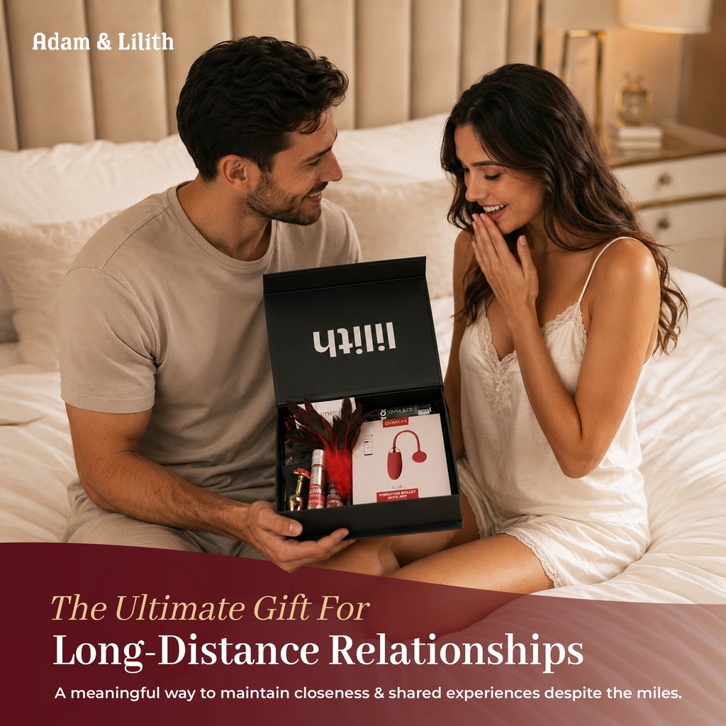 Long Distance “For Her” Box – App-Controlled Ella Vibrator, Blindfold, Butt Plug & Flavored Lube – Couples Intimacy Kit for Distance Play