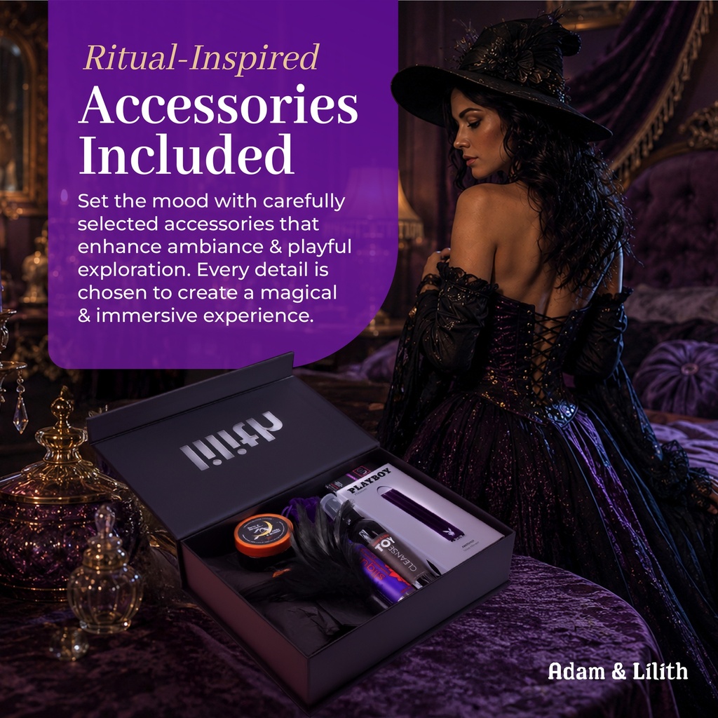 Season of the Witch – Amethyst Glass Wand, Witch Costume, Candle & Pleasure Essentials – Fantasy Roleplay Intimacy Kit