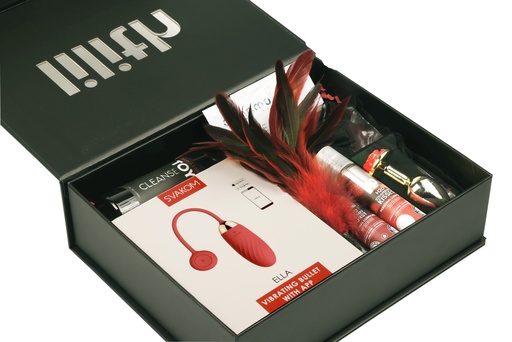 [A&L-2658] Long Distance “For Her” Box – App-Controlled Ella Vibrator, Blindfold, Butt Plug & Flavored Lube – Couples Intimacy Kit for Distance Play